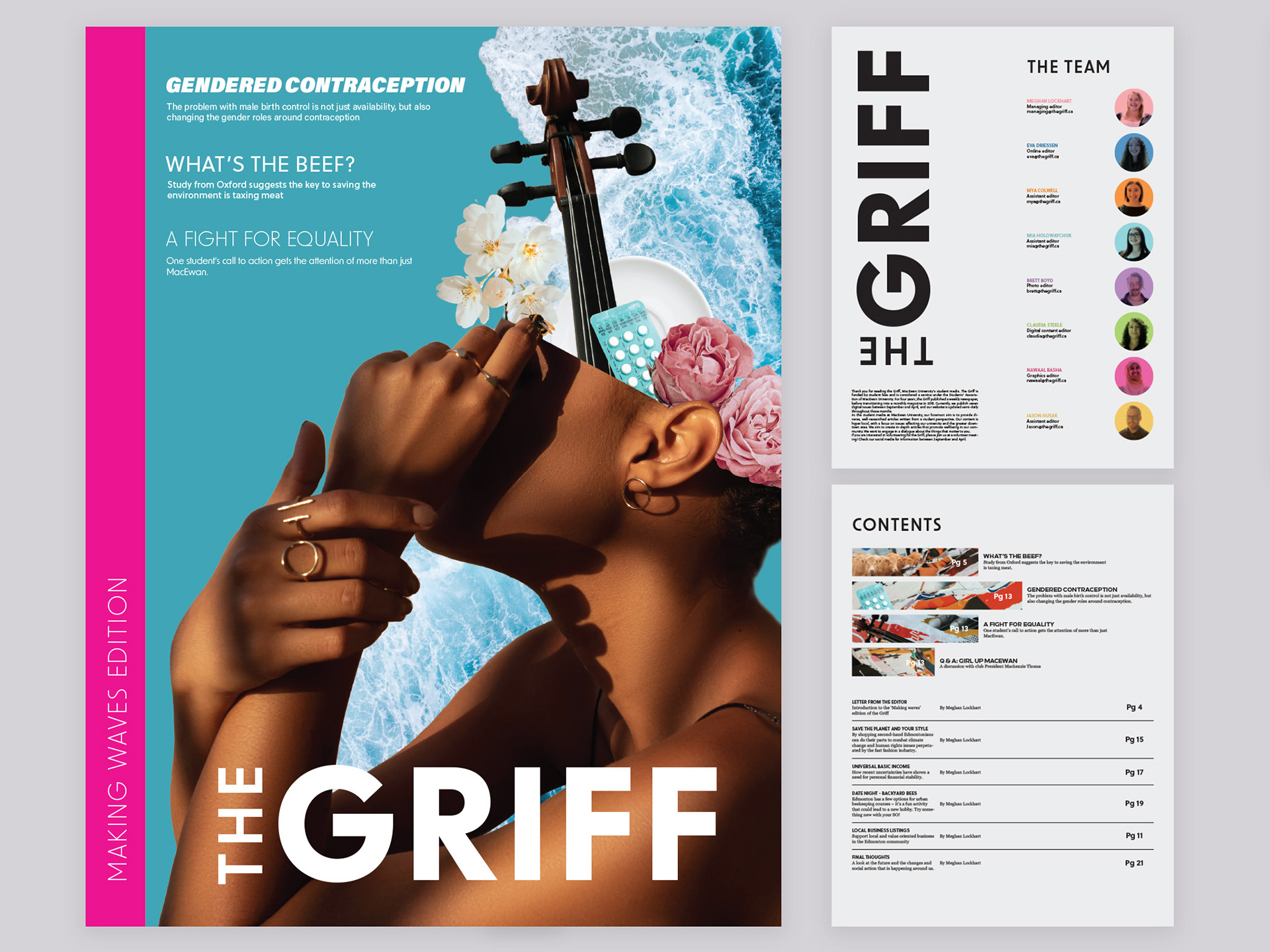 Cover and inside pages from magazine called the Griff